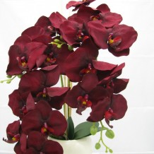 Купить искусственные цветы - Орхидея бархат 3 ветки кашпо керамика
