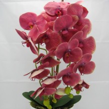 Купить искусственные цветы - Орхидея 2 ветки латекс кашпо пластик
