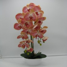 Купить искусственные цветы - Орхидея 2 ветки латекс кашпо пластик