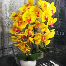 Купить искусственные цветы - Орхидея  латекс  в керамическом кашпо 3 ветки